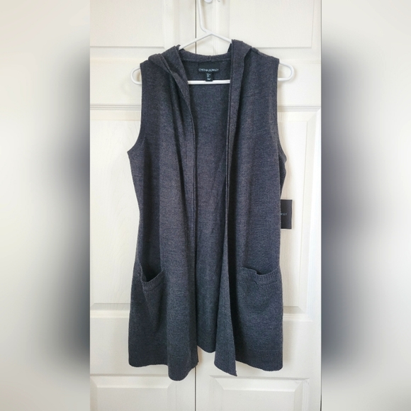 Cynthia Rowley merino hooded sweater vest - Picture 1 of 5